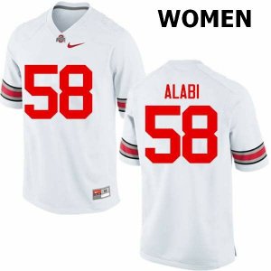 Women's Ohio State Buckeyes #58 Joshua Alabi White Nike NCAA College Football Jersey Stock ILQ5044KT